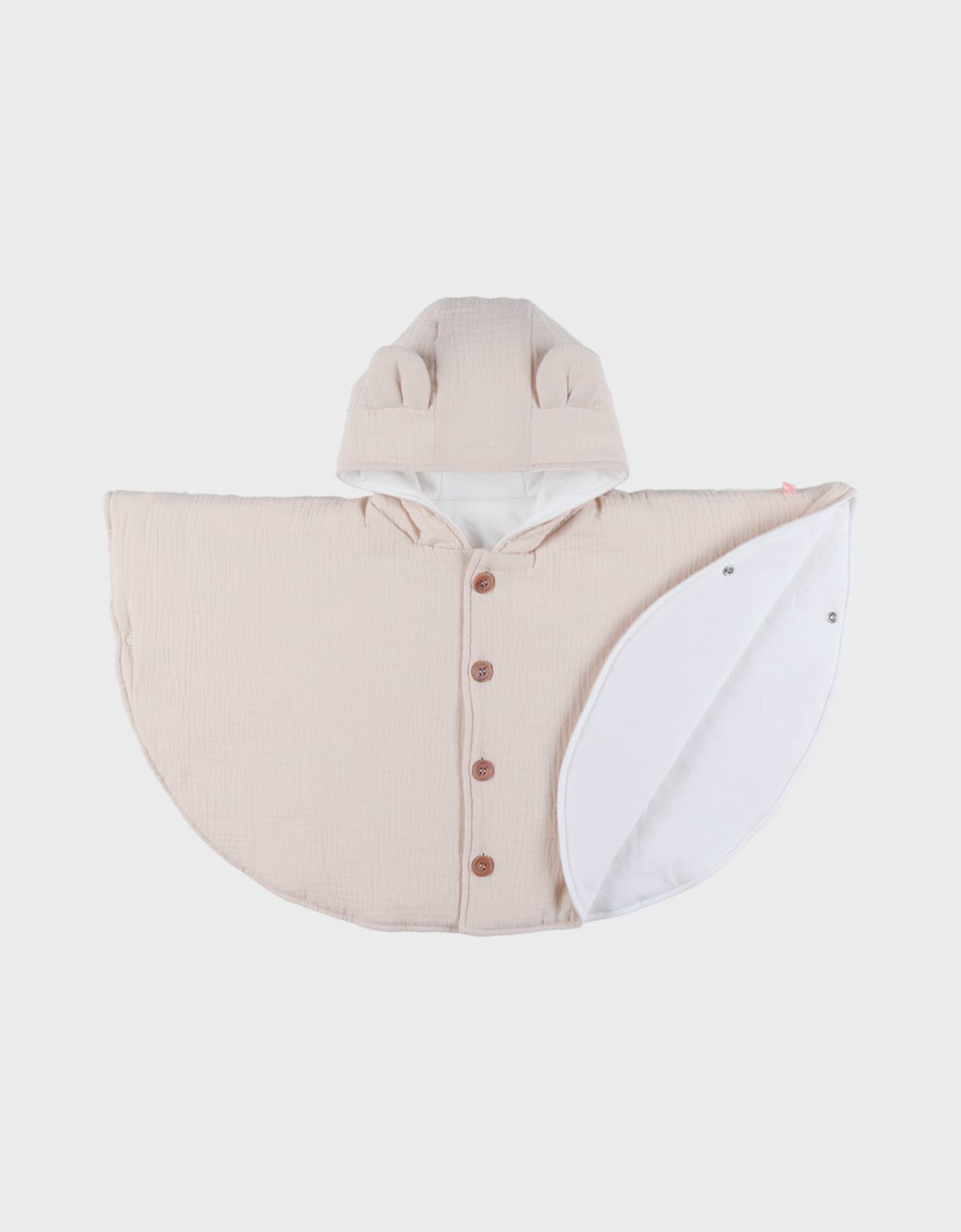Poncho Bébé Mousseline De Coton Bio Beige