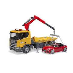 Jouet-Jeux d'imagination-Remorqueuse scania super 560r avec module son et lumière et véhicule roadster