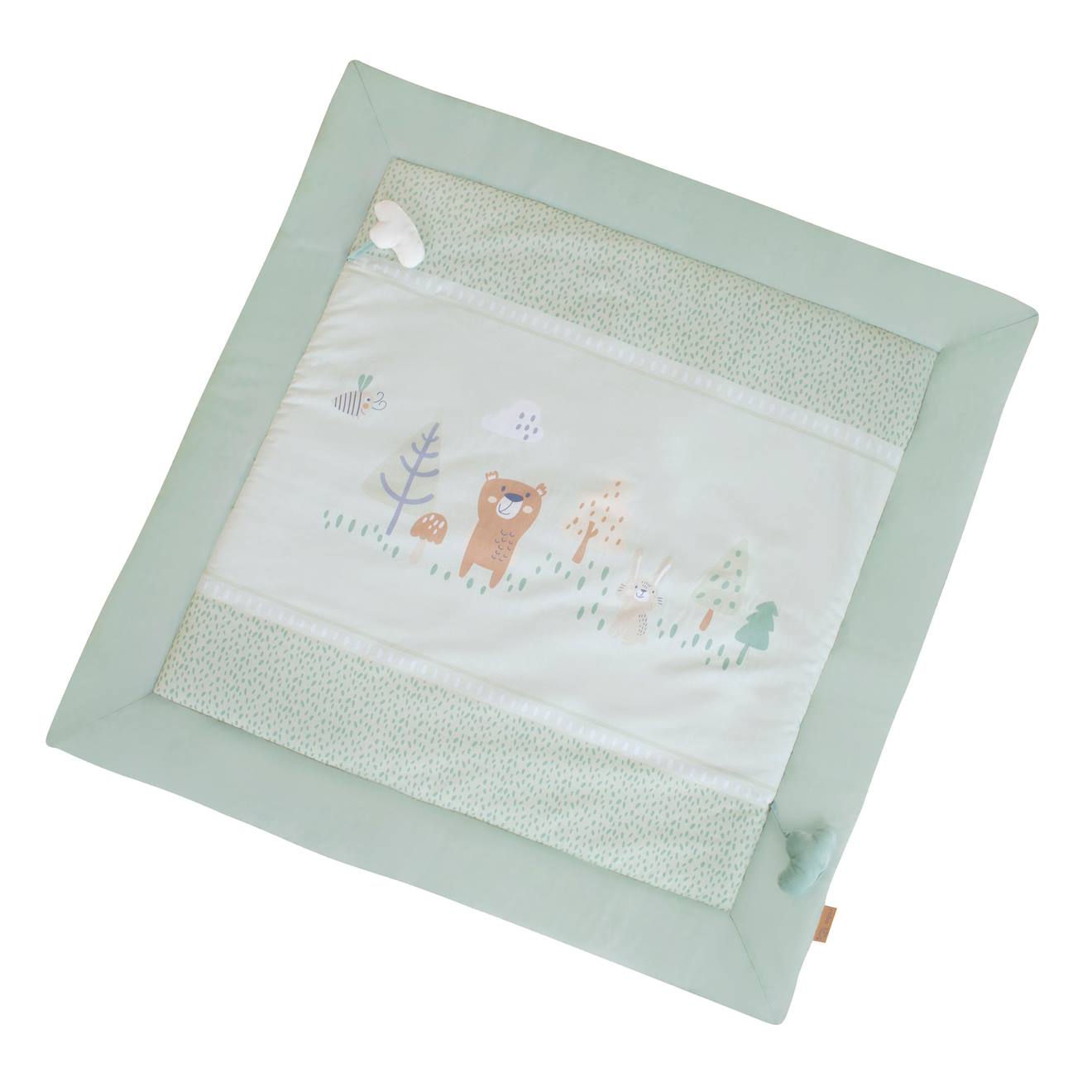 Tapis D'éveil En Coton Imprimé Forêt Woodland Buddies Vert Pastel