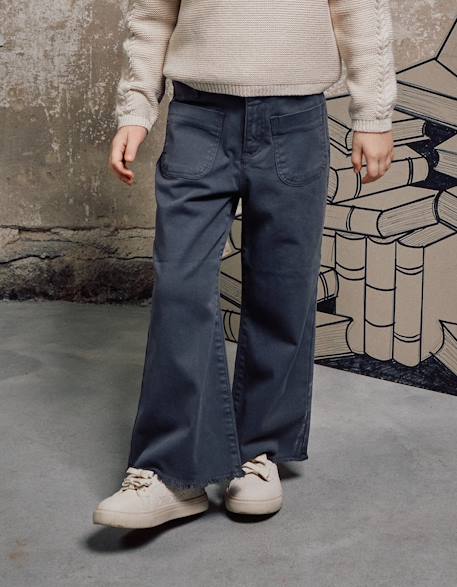 Fille-Pantalon à jambe large en sergé avec poches b&s