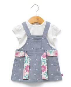 -Ensemble robe + haut 100% coton bébé fille
