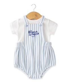-Ensemble salopette + haut 100% coton bébé garçon