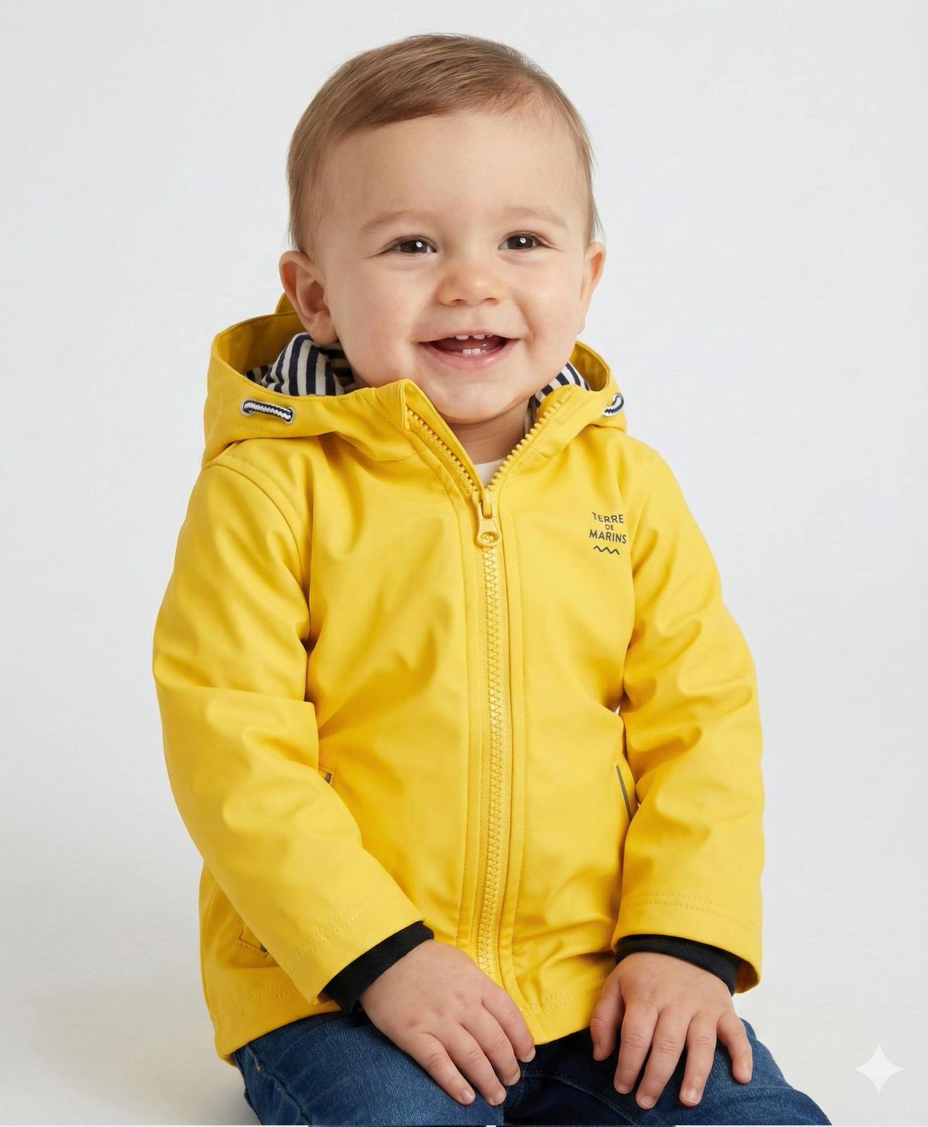 Ciré Imperméable À Capuche Bébé Garçon Jaune Marin