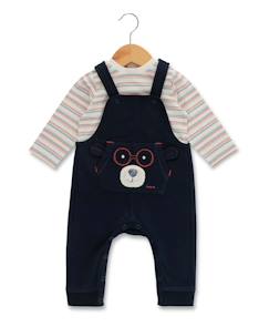 -Ensemble salopette + haut 100% coton bébé garçon