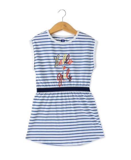 Fille-Robe-Robe manches courtes 100% coton fille