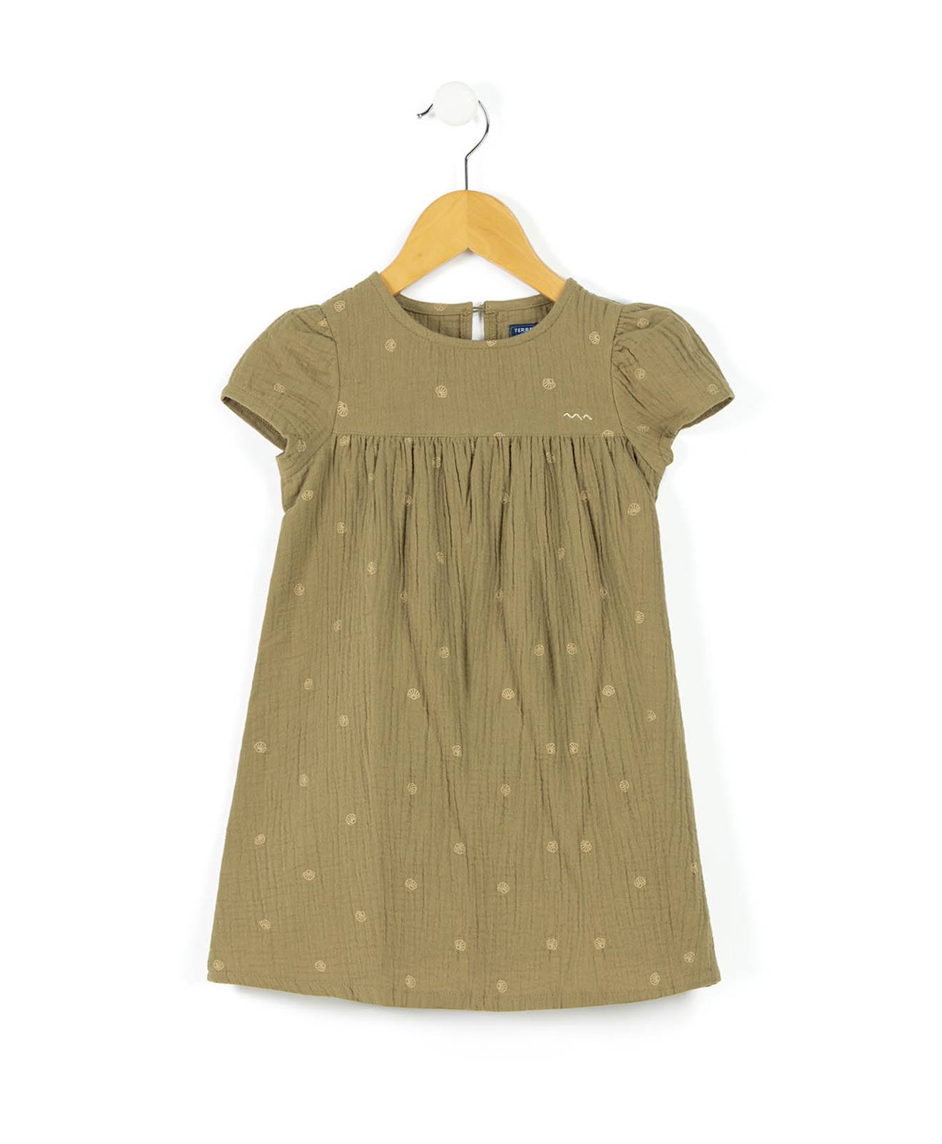 Robe Manches Courtes 100% Coton Fille Kaki Robe Manches Courtes 100% Coton Fille Kaki