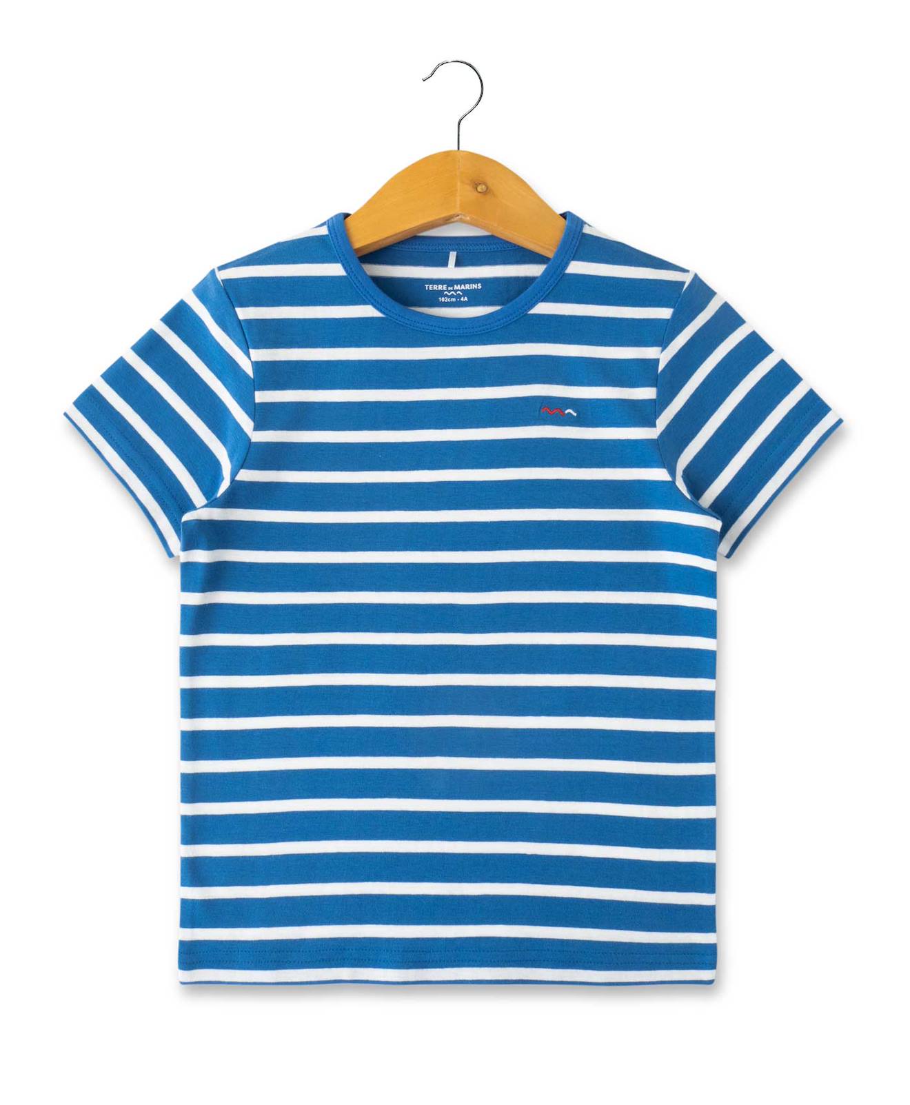 Mariniere Manches Courtes 100 Coton Garon Fond Bleu Moyen Raye Bcasse 16 €