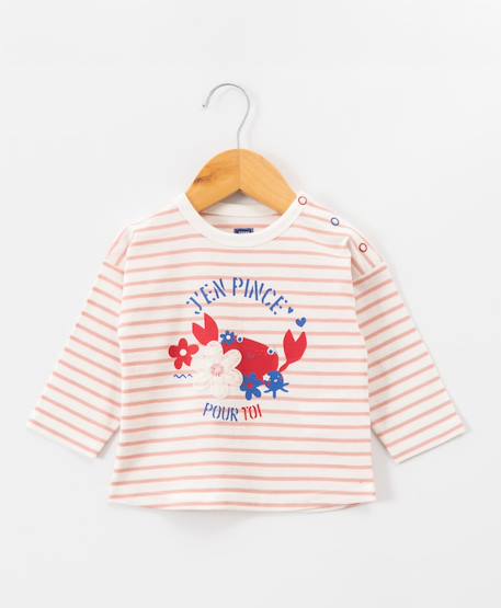 Bébé-T-shirt, sous-pull-Mariniere manches longues 100% coton bébé fille