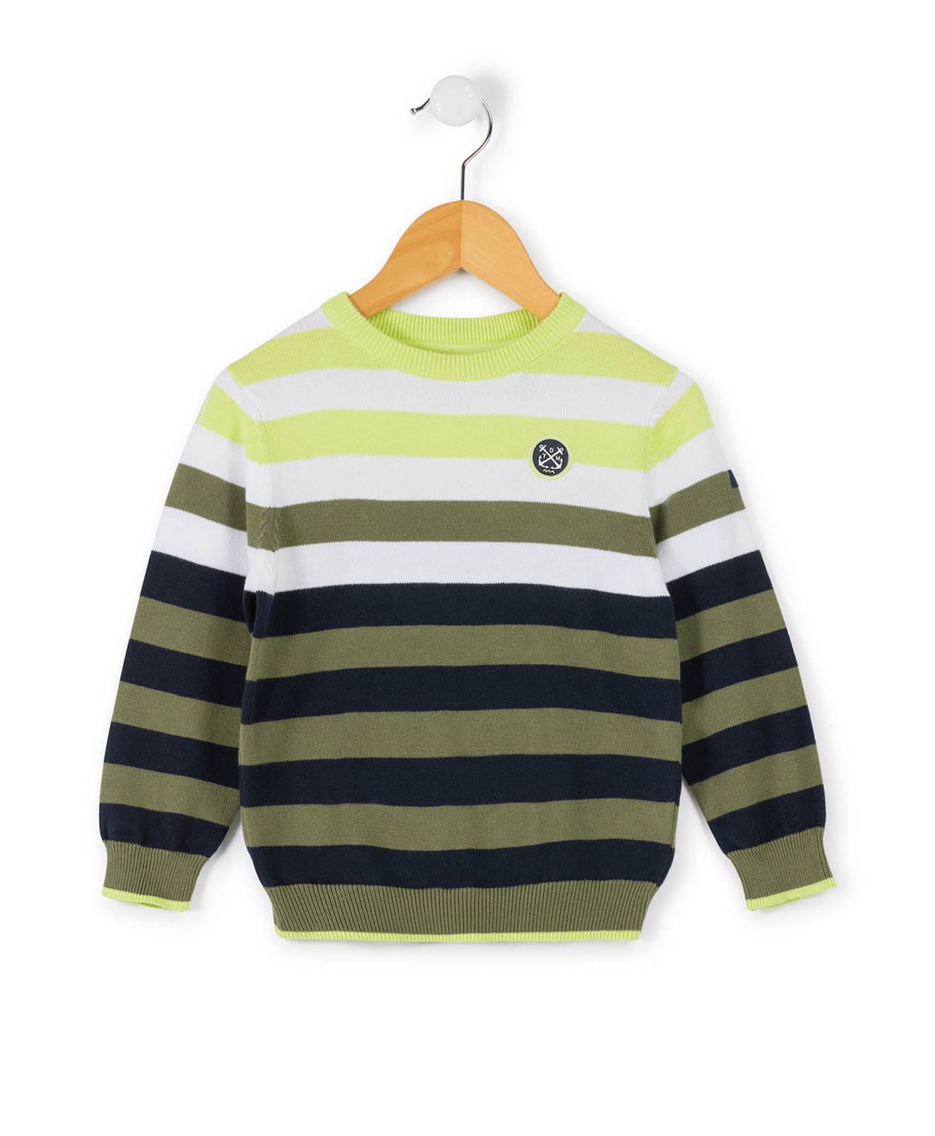 Pull 100% Coton Garçon Raye Multicolore