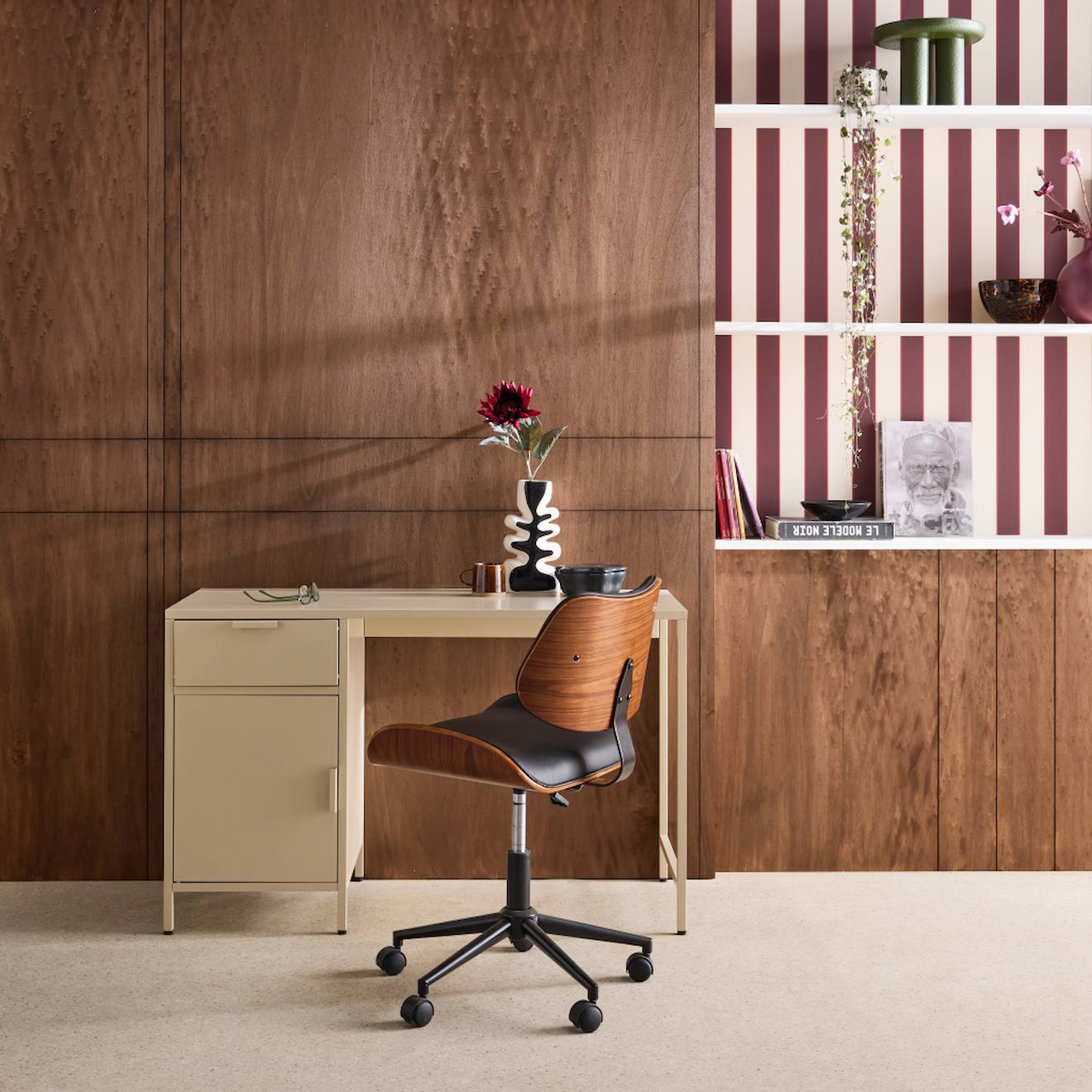 Bureau Enfant Acier Laminé 1 Tiroir Beige