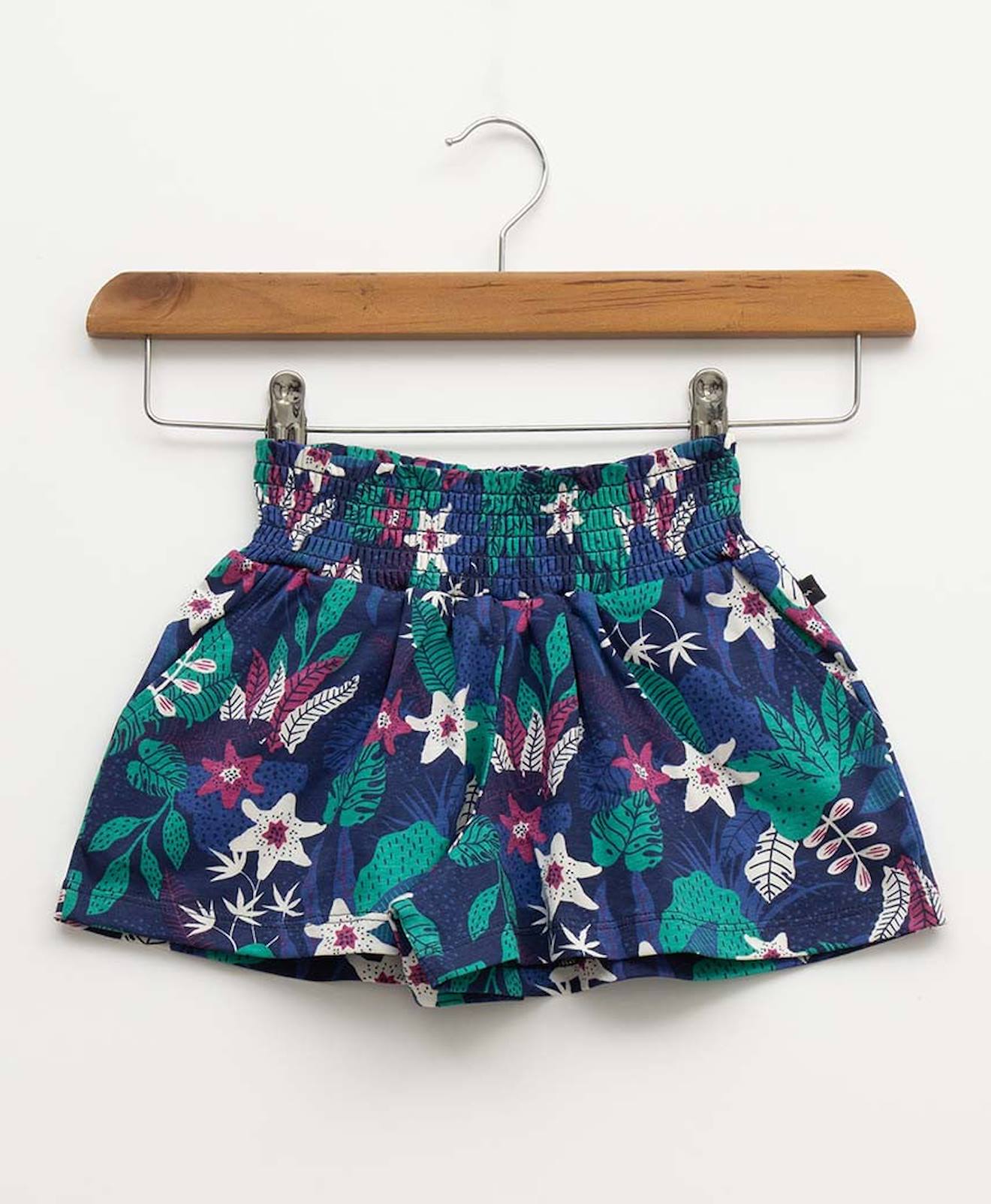 Short 100% Coton Fille Imprime Fond Bleu Short 100% Coton Fille Imprime Fond Bleu