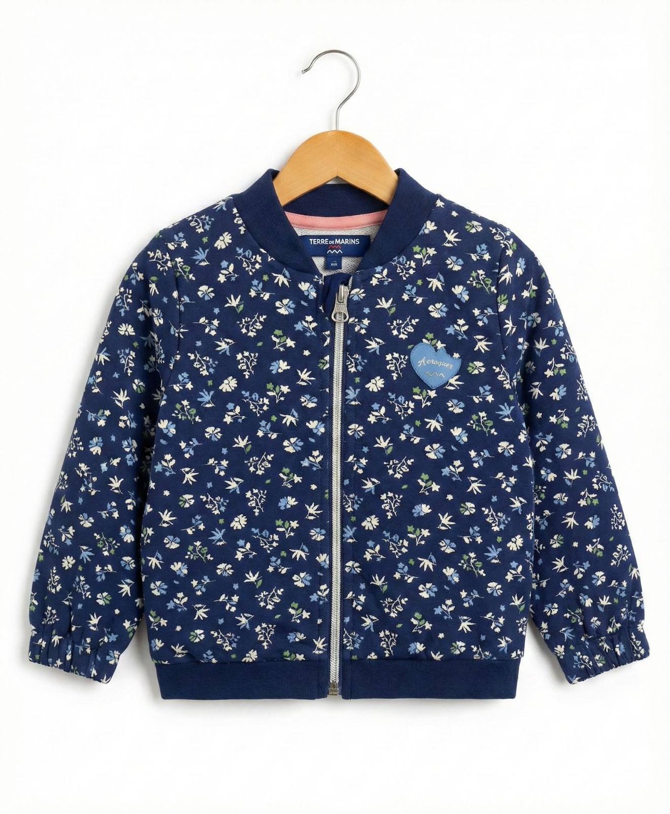 Veste 100% Coton Fille Imprime Fond Indigo