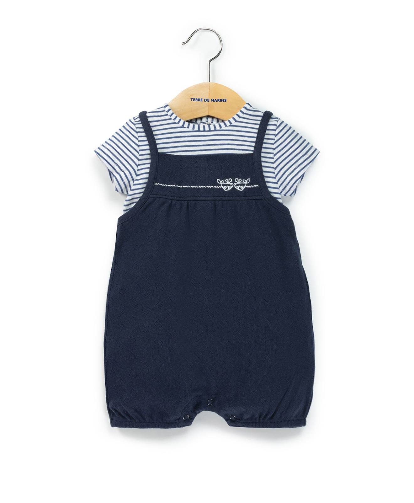 Ensemble Salopette Haut 100 Coton Bb Fille Indigo 18 €