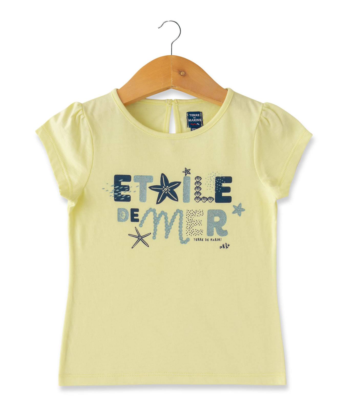 T-shirt Manches Courtes 100% Coton Fille Jaune Vanille