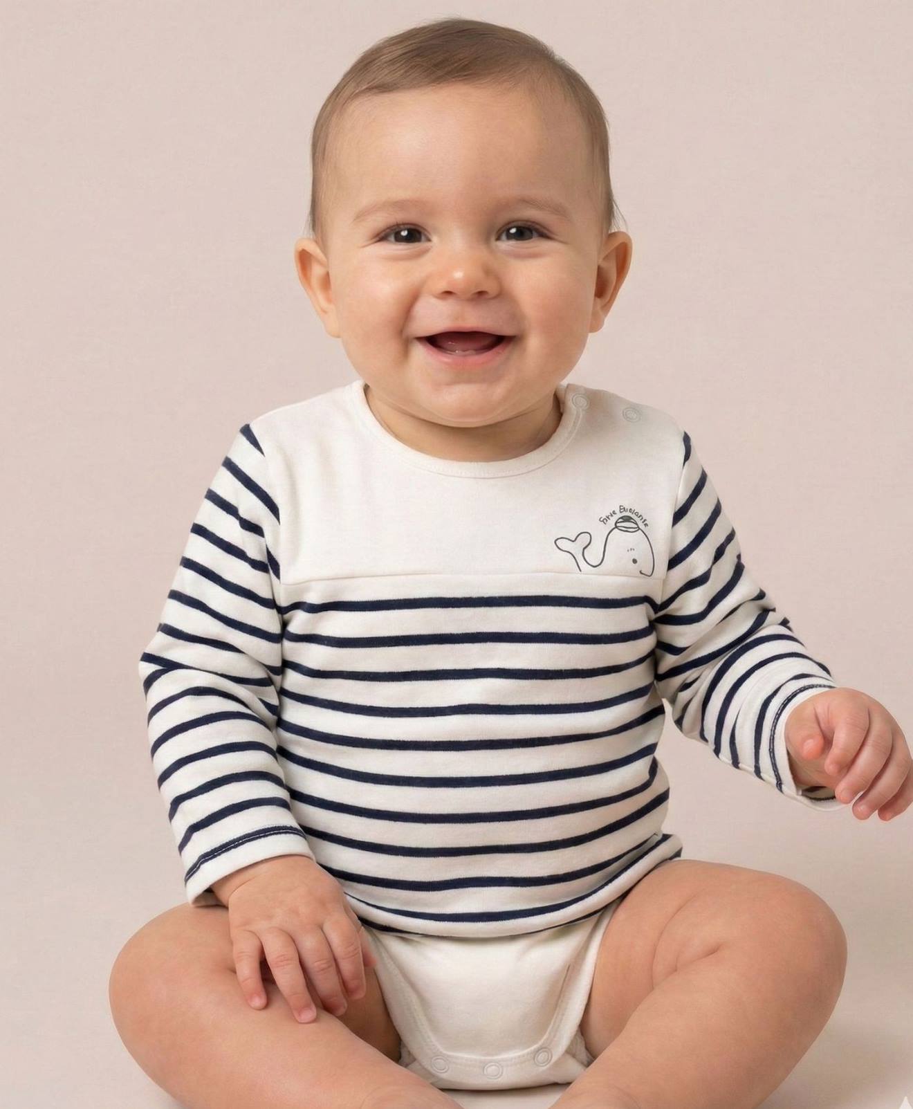 Body Manches Longues Bb Fond Naturel Raye Indigo 15 €