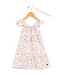 -Ensemble robe + bandeau 100% coton fille