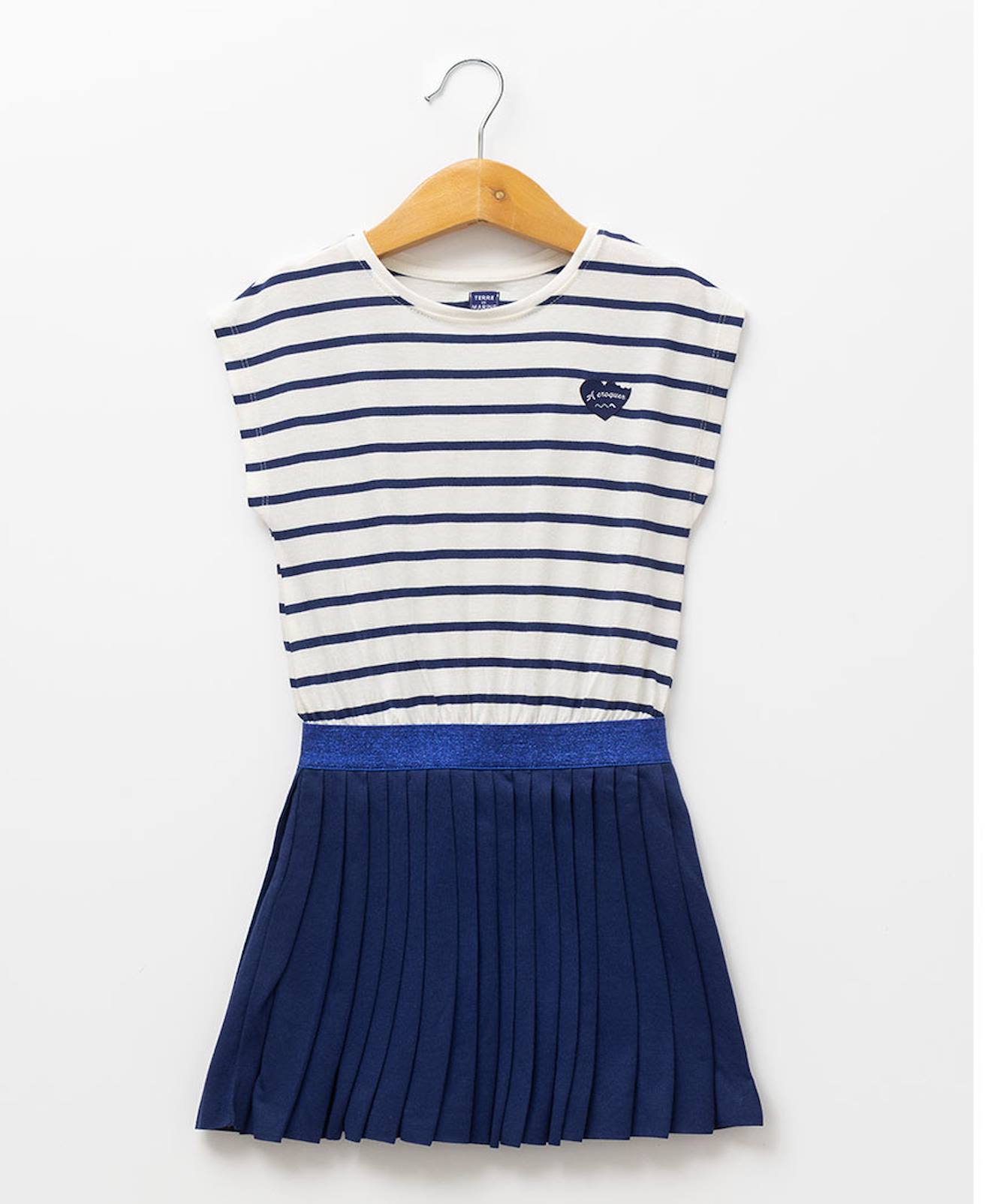 Robe Manches Courtes Fille Indigo