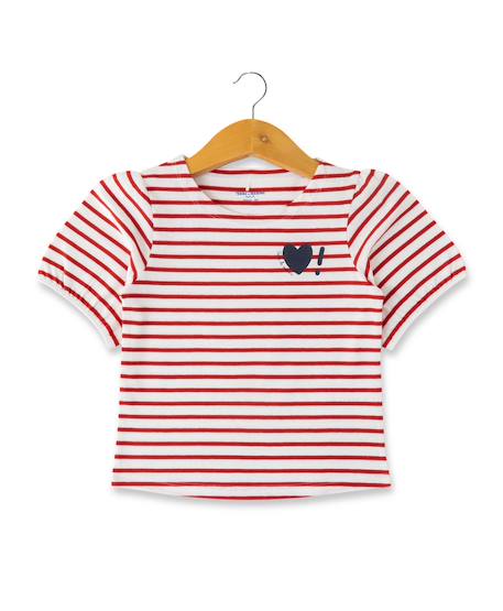 Fille-T-shirt, sous-pull-Mariniere manches courtes 100% coton fille