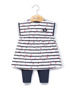 -Ensemble robe + bas 100% coton bébé fille