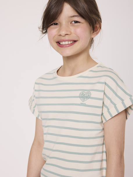 Mariniere manches courtes 100% coton fille  - vertbaudet enfant