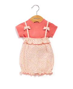 -Ensemble salopette + haut 100% coton bébé fille