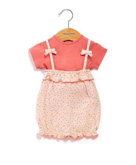 Bébé-Ensemble salopette + haut 100% coton bébé fille