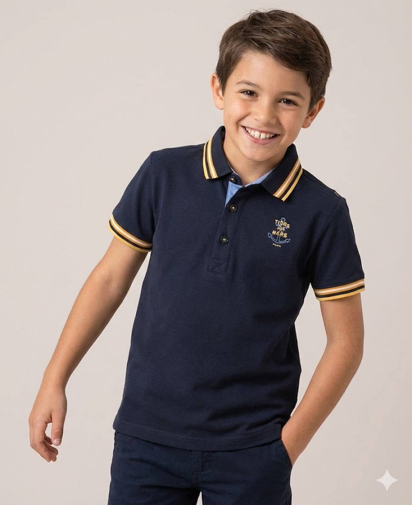 Polo Manches Courtes 100% Coton Garçon Indigo