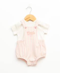 -Ensemble salopette + haut 100% coton bébé fille
