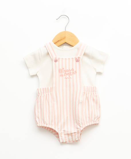 Bébé-Ensemble salopette + haut 100% coton bébé fille