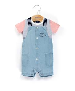 Ensemble salopette + haut 100% coton bébé garçon  - vertbaudet enfant