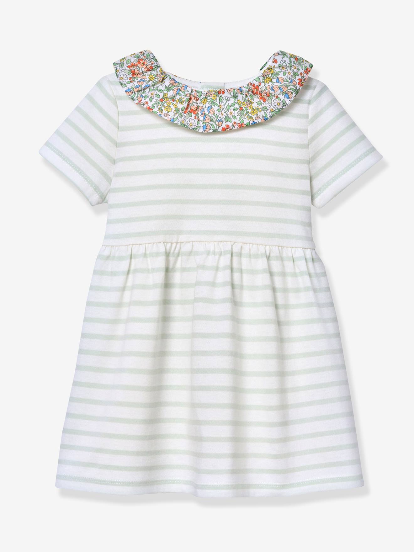 Robe marinière bébé vert clair Robe marinière bébé vert clair