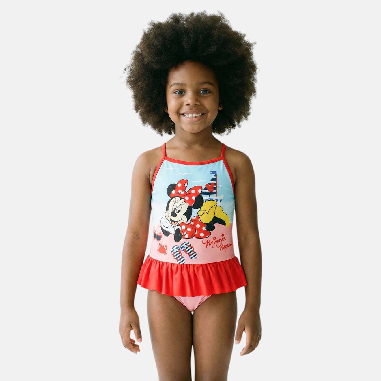 Maillot De Bain Une Pièce Fille Imprimé Minnie Rouge