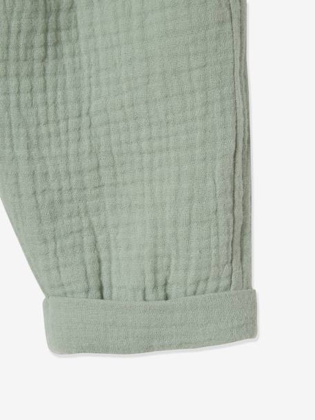 Pantalon bébé mixte coupe sarouel en gaze de coton blanc+Bleu+jaune+rose+tilleul 18 - vertbaudet enfant 
