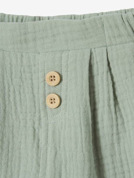 Pantalon bébé mixte coupe sarouel en gaze de coton blanc+Bleu+jaune+rose+tilleul 17 - vertbaudet enfant 