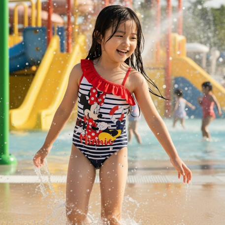 Maillot de bain une pièce fille imprimé minnie Bleu+Rouge 8 - vertbaudet enfant 