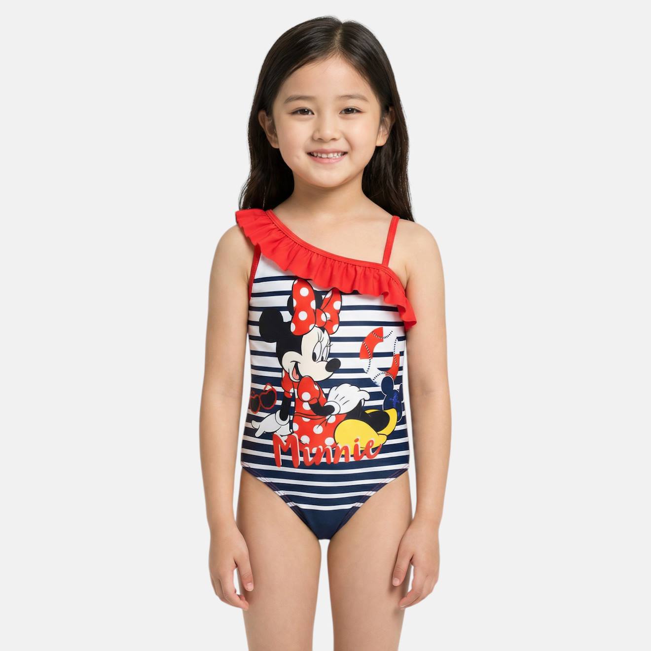 Maillot De Bain Une Pièce Fille Imprimé Minnie Rouge