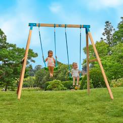 Portique 2 balançoires acacia bois h243cm  - vertbaudet enfant