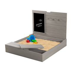 Bac à sable en bois massif avec couvercle et tableau noir  - vertbaudet enfant