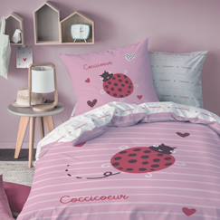 -Parure de lit imprimée 100% coton, cocci coeur