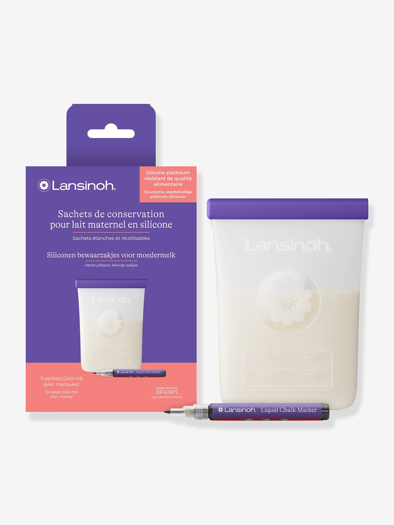 Lot 5 sachets conservation lait maternel blanc