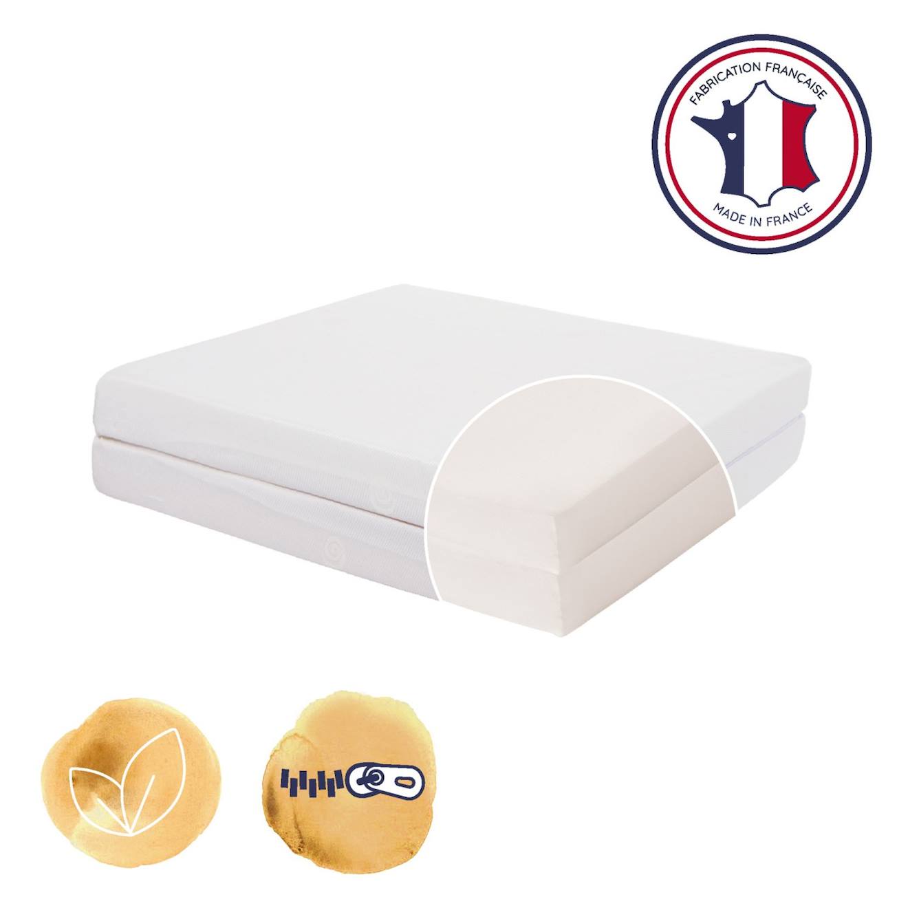 Matelas Bébé Pliant 2 Parties 60x120cm Essentiel Blanc (Candide) - Image 1