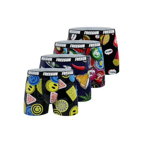 Garçon-Sous-vêtement-Slip, Boxer-Lot de 4 boxers  aop fun