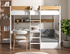 Lit mezzanine avec bureau et fauteuil solane  - vertbaudet enfant