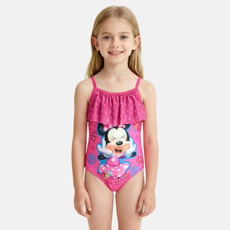 Maillot de bain 1 pièce avec volant et imprimé fille minnie  - vertbaudet enfant
