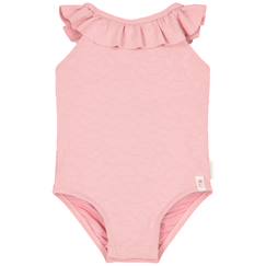 -Maillot de bain fille 1 pièce - volants et tissu gaufré fleuri