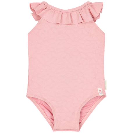 Fille-Maillot de bain fille 1 pièce - volants et tissu gaufré fleuri