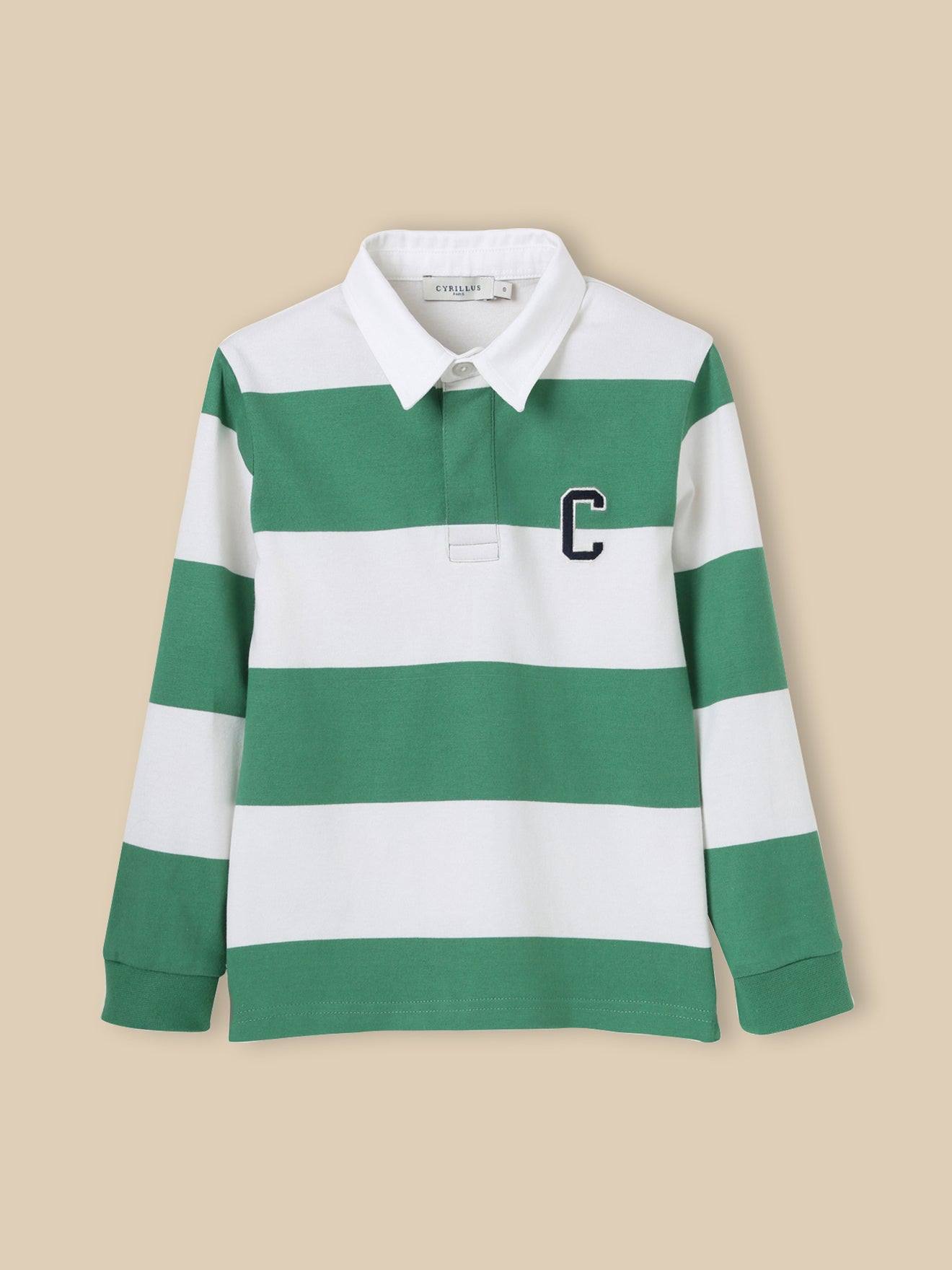 Polo-rugby Garon - Coton Biologique Rayure Bico Verte 37 €