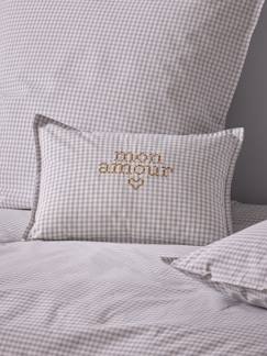 Linge de maison et décoration-Housse de coussin petits carreaux brodée