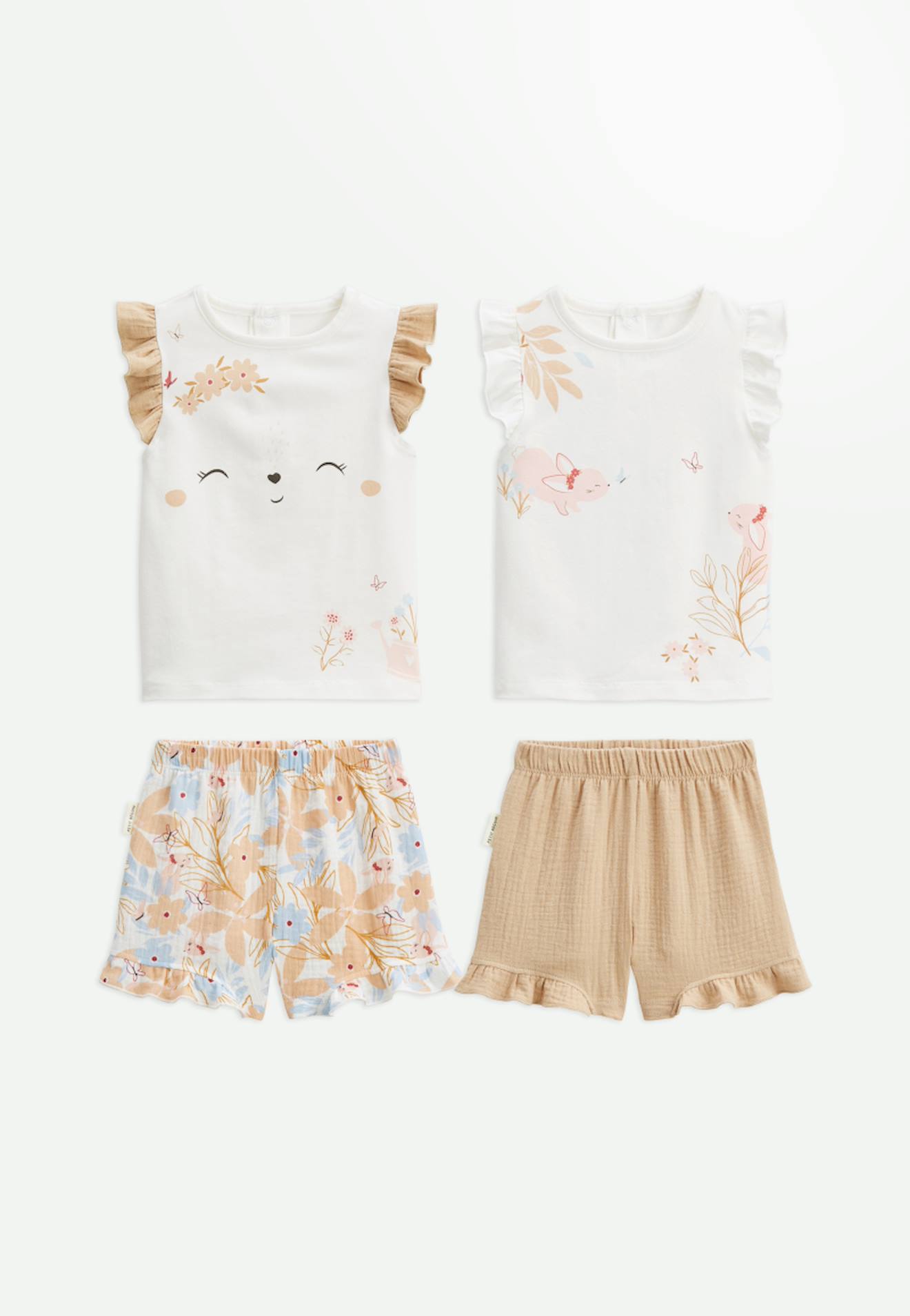 Lot de 2 pyjamas short enfant 2 pièces praline ecru