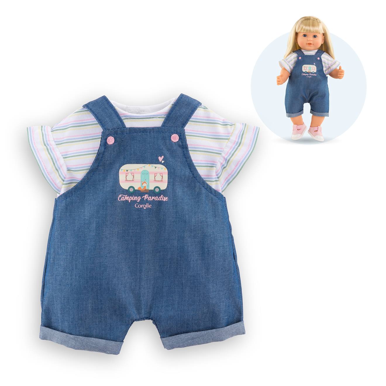 Combishort & T-shirt Petit Explorateur Pour Poupon 36 Cm Multicolore
